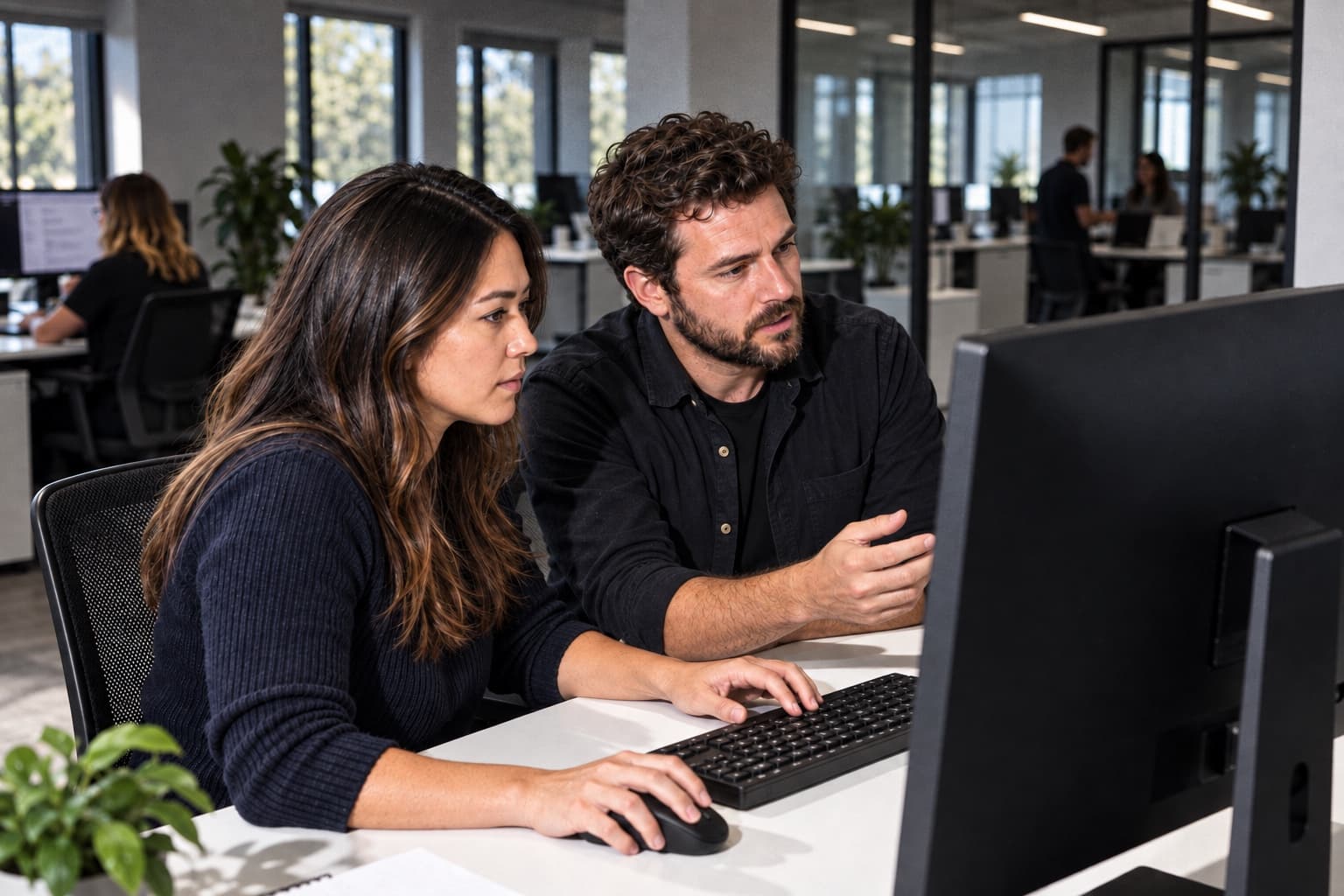 Software team working together in a modern office