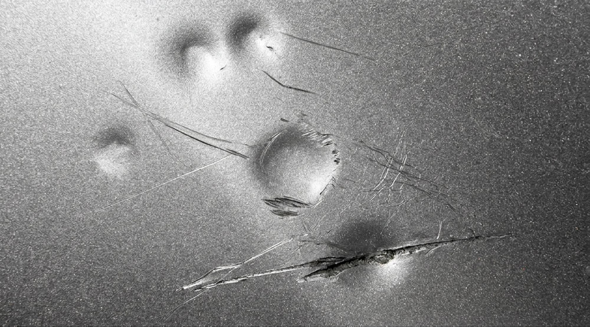 Close-up of a scratched and dented vehicle panel